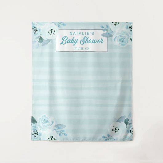 Tenture Fond photographique floral bleu et aqua chic (Devant)