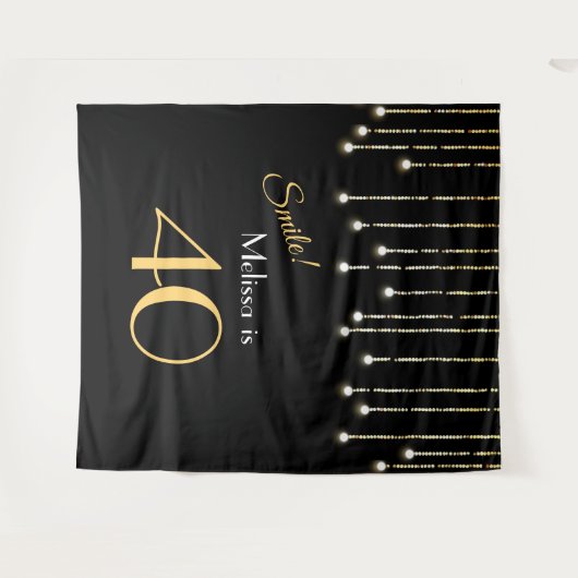 Tenture Fond photographique noir or pour 40e anniversaire (Devant (Horizontal))