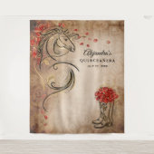 Tenture Fond photographique rustique Cheval Or Rouge Tapis (Devant)