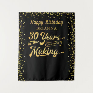 Tenture Fond pour 30e anniversaire confettis noir or