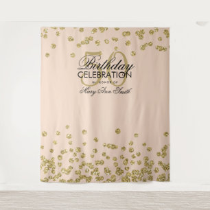 Tenture Fond pour 50e anniversaire Blush Or Confettis Rose