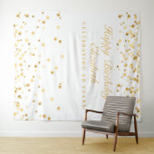 Tenture Fond pour 60 ans, Photobooth blanc et or (En situation (horizontale))