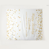 Tenture Fond pour 60 ans, Photobooth blanc et or (Devant (Horizontal))