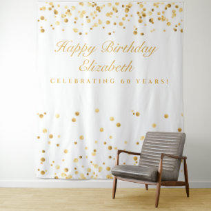 Tenture Fond pour 60 ans, Photobooth blanc et or