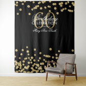 Tenture Fond pour 60e anniversaire Or Noir Confettis (En situation)