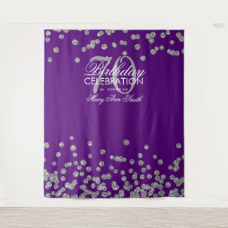 Tenture Fond pour 70e anniversaire confettis argent violet