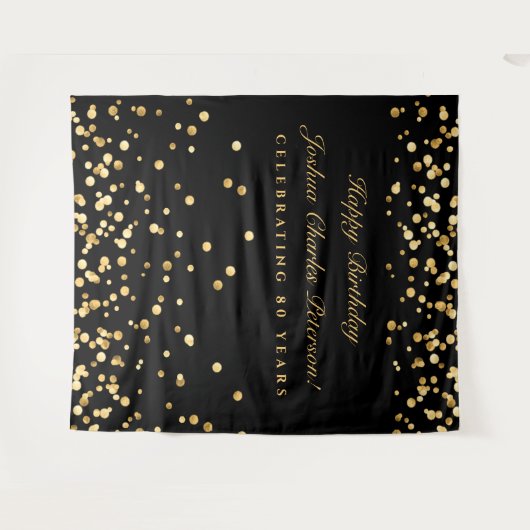 Tenture Fond pour 80e anniversaire, doré (Devant (Horizontal))