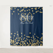 Tenture Fond pour 80e anniversaire Gold Navy Confetti (Devant)