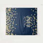 Tenture Fond pour 80e anniversaire or confettis marine (Devant (Horizontal))