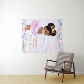 Tenture Fond pour Baby Shower Bébé Afro Violet Avec Masque (En situation (horizontale))