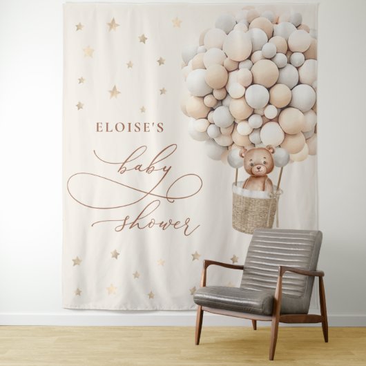 Tenture Fond pour Baby Shower de Nounours Genre Neutre (En situation)