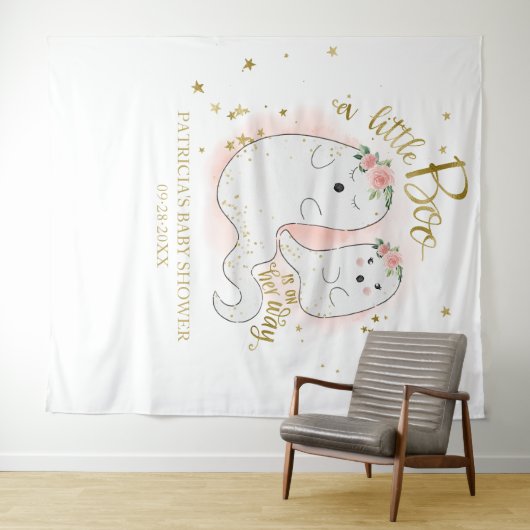 Tenture Fond pour Baby Shower d'une Petite Fille en Citrou (En situation (horizontale))