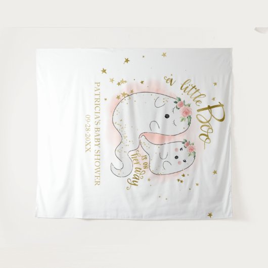 Tenture Fond pour Baby Shower d'une Petite Fille en Citrou (Devant (Horizontal))