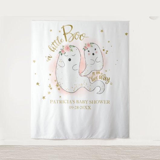 Tenture Fond pour Baby Shower d'une Petite Fille en Citrou (Devant)