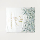 Tenture Fond pour Baby Shower - Feuilles d'Eucalyptus (Devant (Horizontal))