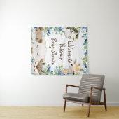 Tenture Fond pour Baby Shower Garçon avec Animaux Masqués (En situation (horizontale))