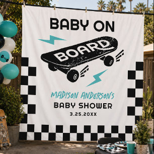 Tenture Fond pour Baby Shower Planche à Roulettes Bébé à B