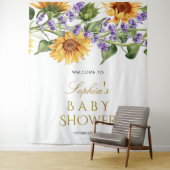 Tenture Fond pour Baby Shower - Tournesols & Lavande (En situation)