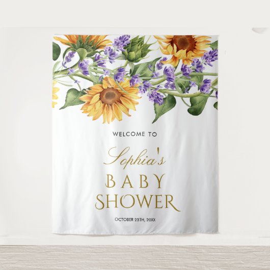 Tenture Fond pour Baby Shower - Tournesols & Lavande (Devant)
