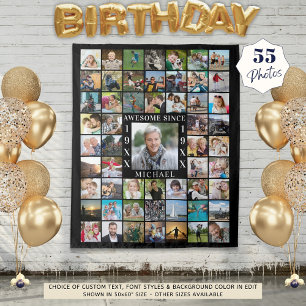 Tenture Fond pour collage photo d'anniversaire 55 ANS INCR
