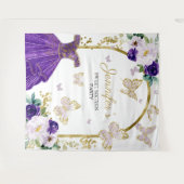 Tenture Fond pour fête de 16 ans - Robe florale papillon (Devant (Horizontal))