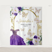 Tenture Fond pour fête de 16 ans - Robe florale papillon (Devant)