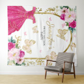 Tenture Fond pour fête des 16 ans - Robe florale papillon (En situation (horizontale))