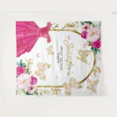 Tenture Fond pour fête des 16 ans - Robe florale papillon (Devant (Horizontal))