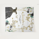 Tenture Fond pour fête des 16 ans - Robe florale papillon (Devant (Horizontal))