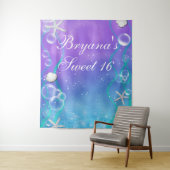 Tenture Fond pour fête douce 16 ans enchantée sous la mer (En situation)