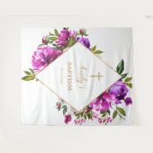 Tenture Fond pour fille baptisée - Fleurs violettes (Devant (Horizontal))