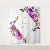 Tenture Fond pour fille baptisée - Fleurs violettes (Devant)