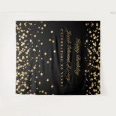 Tenture Fond pour les 90 ans, Fond pour Photobooth, Or (Devant (Horizontal))