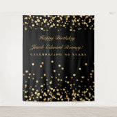 Tenture Fond pour les 90 ans, Fond pour Photobooth, Or (Devant)