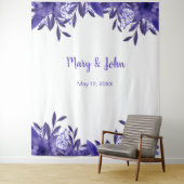 Tenture Fond pour photo de mariage à feuillage floral bleu (En situation)