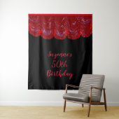 Tenture Fond pour photo Fête 50e Anniversaire Noir Rouge (En situation)