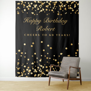 Tenture Fond pour photobooth d'anniversaire 60 ans, noir e