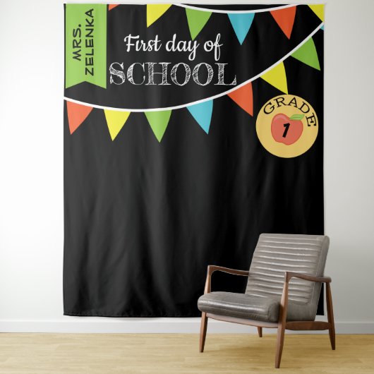 Tenture Fond pour photomaton du premier jour d'école (En situation)