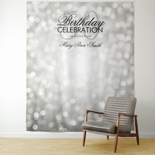 Tenture Fond pour photos 50e anniversaire lumières paillet (En situation)