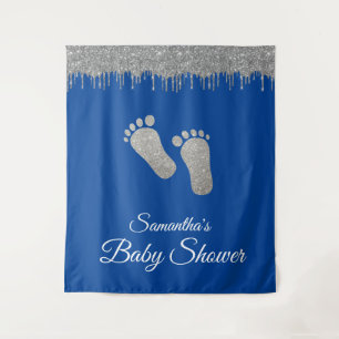 Tenture Fond pour Photos Baby Shower Pieds Pailletés Argen
