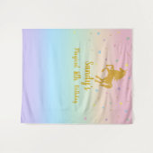 Tenture Fond pour photos de fête d'anniversaire Licorne (Devant (Horizontal))