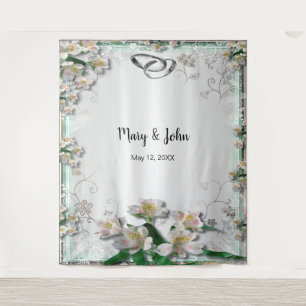 Tenture Fond pour photos de mariage floral blanc élégant