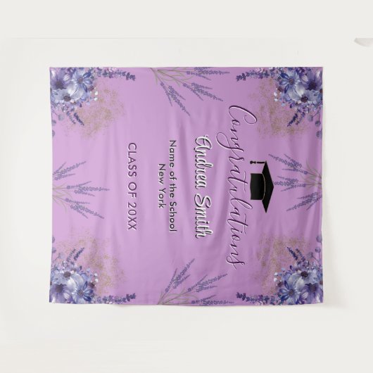 Tenture Fond pour photos de remise de diplômes, floral vio (Devant (Horizontal))