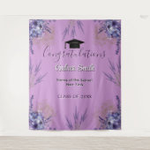 Tenture Fond pour photos de remise de diplômes floral viol (Devant)