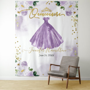 Tenture Fond pour Quinceanera Robe florale violette