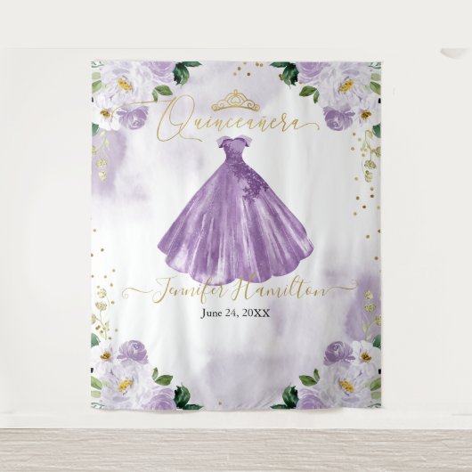 Tenture Fond pour Quinceanera Robe florale violette (Devant)