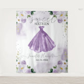 Tenture Fond pour Sweet 16 Robe rose à fleurs violettes (Devant)