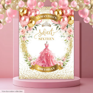 Tenture Fond pour une Sweet Sixteen chic Robe rose Tiara d