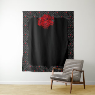 Tenture Fond romantique gothique rose noir et rouge