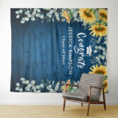 Tenture Fond Rustique de Tournesols Modernes et Eucalyptus (En situation (horizontale))